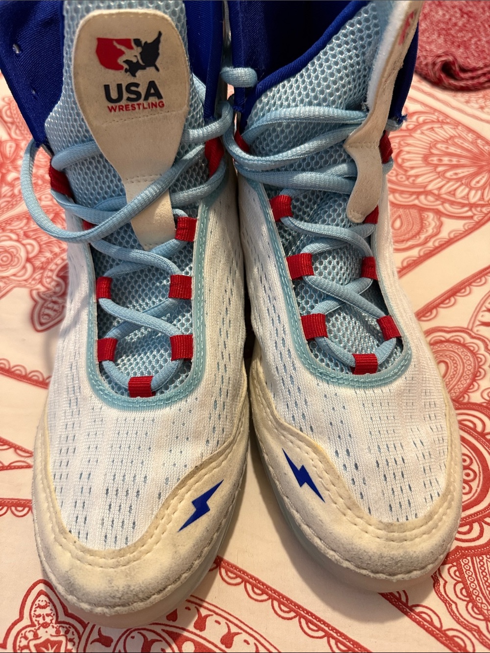 USA Rudis Wrestling Women's Light Blue & White Athletic Wrestling Shoes